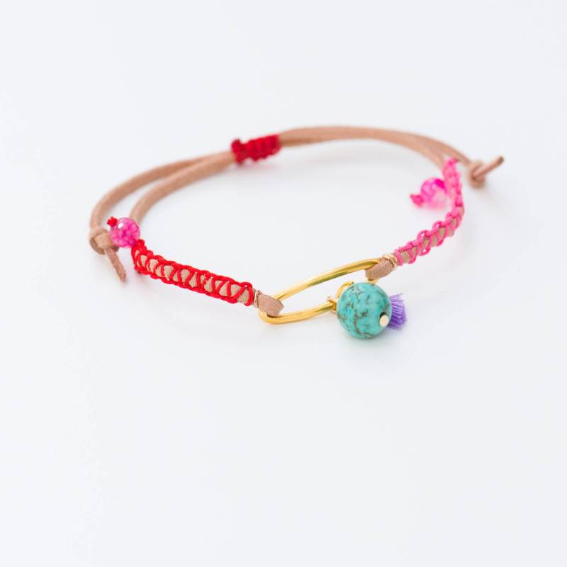 Türkis Bead Wildleder Leder Armband Boho Evil Eye Quaste Schmuck von LiosiDesigns