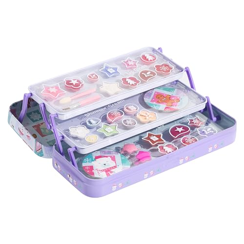 Lip Smacker 3-Tier Lip & Face Tin Gift Set, Lipgloss, Lidschatten für Kinder mit Verschiedenen Düften und Farbtönen, Haarklammern und Make-up-Applikator im Lieferumfang enthalten von Lip Smacker