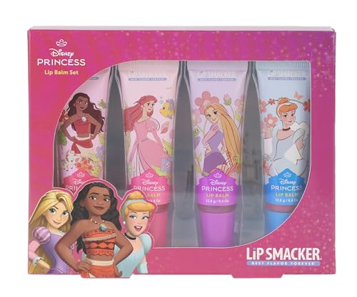 Lip Smacker Disney Princess, Lip Balm Tube, 4-teiliges Lippenbalsam-Set für Mädchen, Geschenkedition 2025 von Lip Smacker