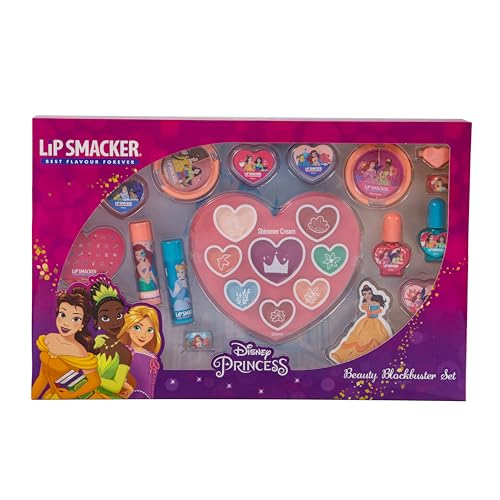 Lip Smacker Disney Princess Blockbuster Set, Make-up Set mit Lip Balm, Lip Gloss, Glitzer Cremes und Nagellack für den Perfekten Prinzessinnen-Look von Lip Smacker