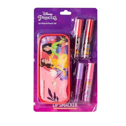 Lip Smacker Disney Princess Lip Gloss Set, Make-Up Set für Mädchen mit 4 Bunten Lipglossen, Inklusive Tasche mit Reißverschluss von Lip Smacker
