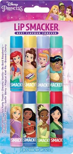 Lip Smacker Disney Princess Party-Set, 8 Aromatisierte Lipglosse für Kinder, Inspiriert von Disney Prinzessinnen, Tranparent, Feuchtigkeitsspendend und Erfrischend von Lip Smacker