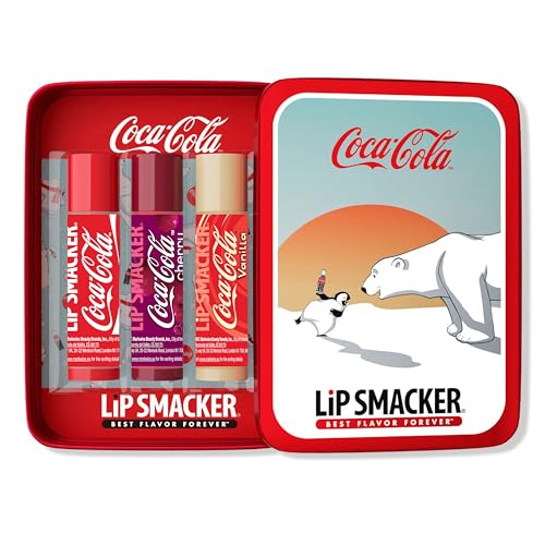 Lip Smacker Lip Balm Tin Trio, 3-teiliges Geschenkset für Kinder, Coca Cola Edition, mit Rizinusöl, Feuchtigkeitsspendend und Leicht Aufzutragen, Coca Cola von Lip Smacker