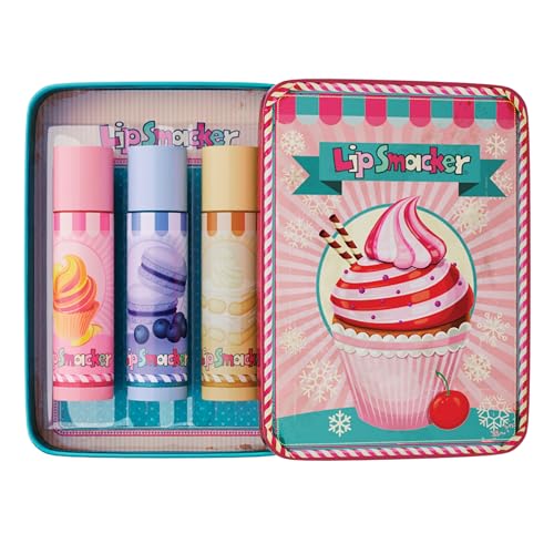 Lip Smacker Lip Balm Tin Trio, 3-teiliges Geschenkset für Kinder, Pastry Edition, mit Rizinusöl, Feuchtigkeitsspendend und Leicht Aufzutragen von Lip Smacker