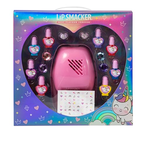 Lip Smacker Nail Art Blockbuster Set, Nagellack für Kinder, 8 Nagellacke, 22 Sticker und 1 Nageltrockner, Haarklammern und Ringe, All-in-One-Set von Lip Smacker