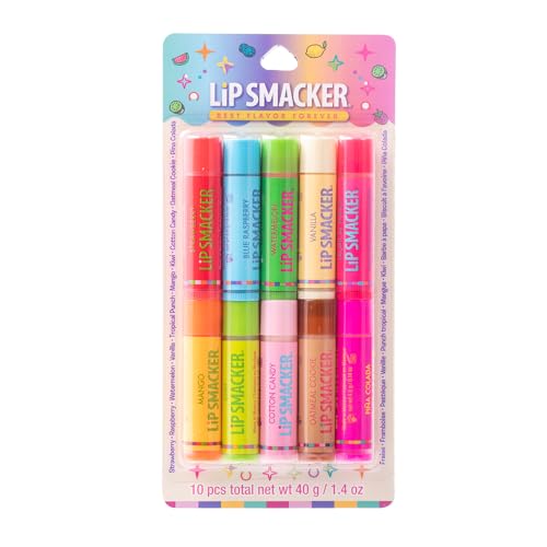 Lip Smacker Original & Best 10 Piece Lip Balm Party Pack Oatmeal Cookie, Vanilla, Mango, Watermelon, Tropical Punch, Cotton Candy, Kiwi, Strawberry, Blue Raspberry, Pina Colada von Lip Smacker