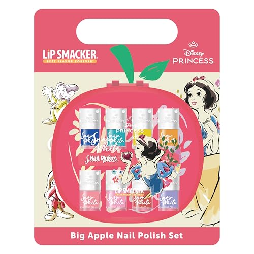 Lip Smacker Schneewittchen Big Apple Nail Polish Set, 9-teiliges Nagellack-Set für Kinder mit Elektrischem Nageltrockner, Disney Prinzessin Geschenke mit Nagellacken für Kinder von Lip Smacker