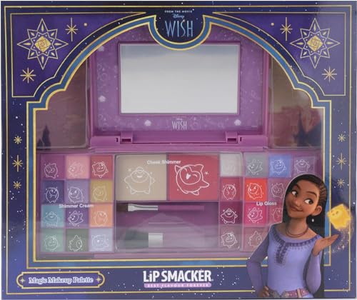 Lip Smacker Wish Beauty Palette, Disney Wish Inspiriertes Schminkset mit Lipgloss, Creme und Rouge, Disney Prinzessinnen-Geschenke für Kinder, Inklusive Schminkzubehör und Spiegel von Lip Smacker
