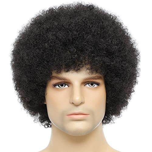 Afro -perücken -männer Afro -perücken Für Schwarze Männer Menschliches Haar Kurzer Afro -perücken 70er Jahre Rocker Kostüm Perücken Afroamerikanische Afro -perücke von Lipfer