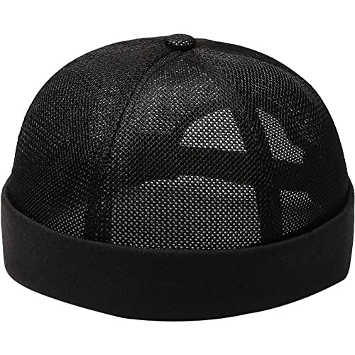 Lipfer Randless Hut Docker Cap Retro Sommer Mesh Keine Rand Beanie Hut Verstellbarer Manschettenrand -Kappe Casual Skull Caps Verstellbarer Manschettenkappe von Lipfer