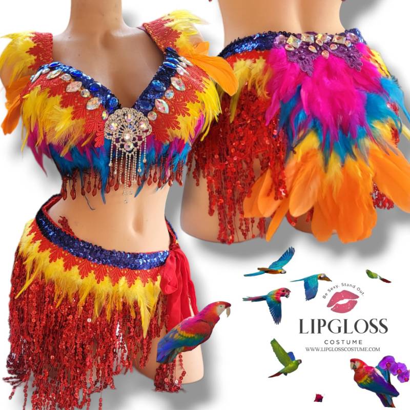 Regenbogenpapagei, Piratenpapagei, Sidekick Des Kapitäns, Papagei, Tiervogelkostüm, Buntes Feder-Bühnenkostüm, Karnevalskostüm Für Frauen von LipglossCostume