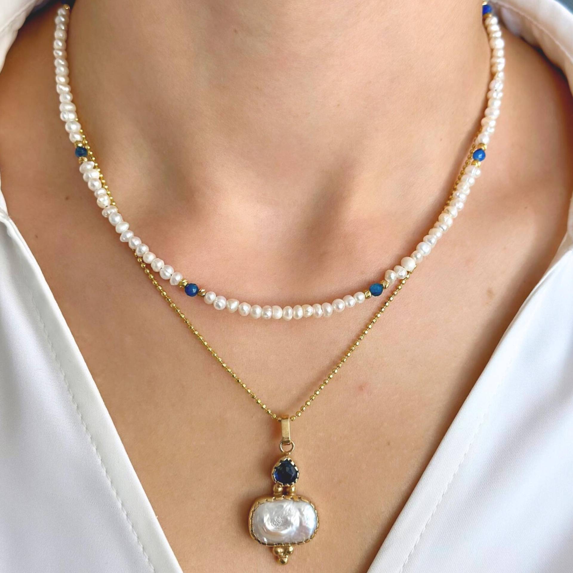 925 Sterling Silber Süßwasserperle Kyanit Weihnachtsschmuck Set von LiplipsStore