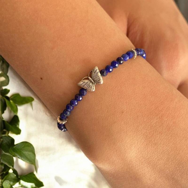Lapis Lazuli Perlen Armband Sterlingsilber Schmetterling Charme, Weihnachtsgeschenk Armband Für Teenager Mädchen Lapis Lazuli Perlen Armband Sterlingsilber Schmetterling Charme, Weihnachtsgeschenk Armband Für Teenager Mädchen von LiplipsStore