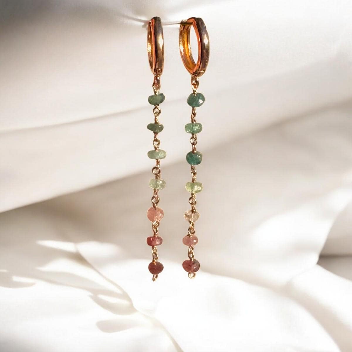 Turmalin Tropfen Ohrringe, 925 Sterling Silber, Vergoldete Lange Weihnachtsfeier Schmuck von LiplipsStore