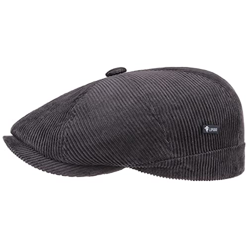 Lipodo 8 Panel Cord Flatcap Herren - Flat Cap aus Baumwolle - Schiebermütze Made in Italy - Unifarbene Schirmmütze - Herbst/Winter - Regular-Fit-Style - Gefütterte Wintermütze grau M (56-57 cm) von Lipodo