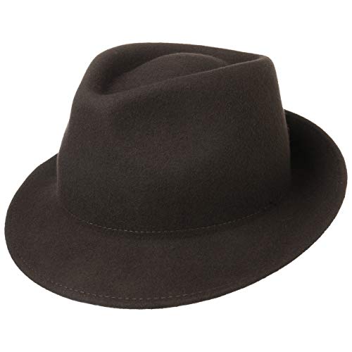 Lipodo Trilby Hut aus Wollfilz Herrenhut Made in Italy Herbst Winter Dunkelbraun XL (60-61 cm) von Lipodo