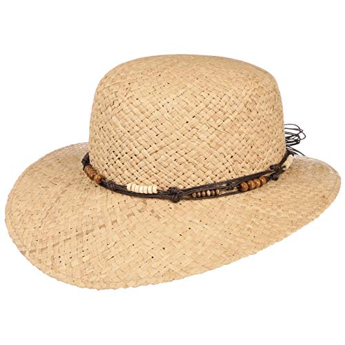 Lipodo Mileka Strohhut Damen Made in Italy Breitkrempiger Raffiahut mit Hutband Stylischer Damenhut aus Raffiastroh Sonnenhut Frühjahr Sommer Natur One Size von Lipodo