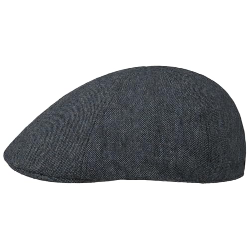 Lipodo 6 Panel Mélange Flatcap - Schiebermütze für Herren - Wärmender Materialmix - Herbst/Winter dunkelblau L (59-60 cm) von Lipodo