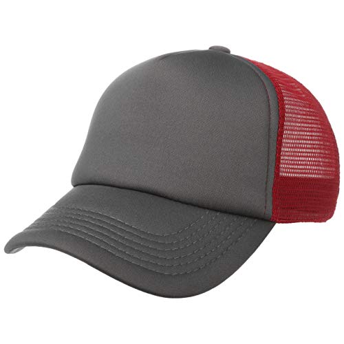 Lipodo 70er Rapper Mesh Cap Damen/Herren - Truckercap aus 100% Polyester - Basecap in Einheitsgröße (55-60 cm) - Grau-Rot von Lipodo