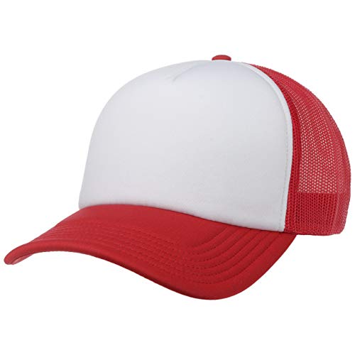 Lipodo 70er Rapper Mesh Cap Damen/Herren - Truckercap aus 100% Polyester - Basecap in Einheitsgröße (55-60 cm) - Rot-Weiß von Lipodo