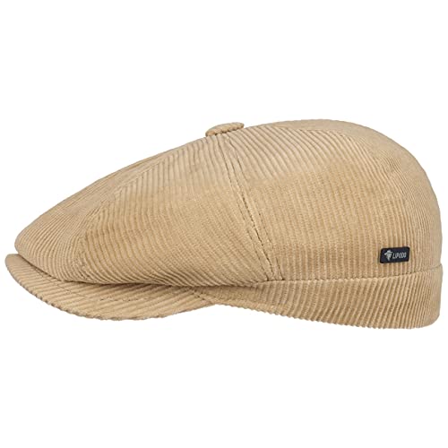 Lipodo 8 Panel Cord Flatcap Herren Flat Cap Baumwolle Schiebermütze Made in Italy Unifarben Herbst Winter Regular-Fit Gefüttert beige XL (60-61 cm) von Lipodo