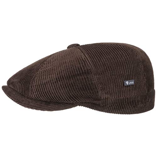 Lipodo 8 Panel Cord Flatcap Herren Flat Cap Baumwolle Schiebermütze Made in Italy Unifarben Herbst Winter Regular-Fit Gefüttert braun L (58-59 cm) von Lipodo