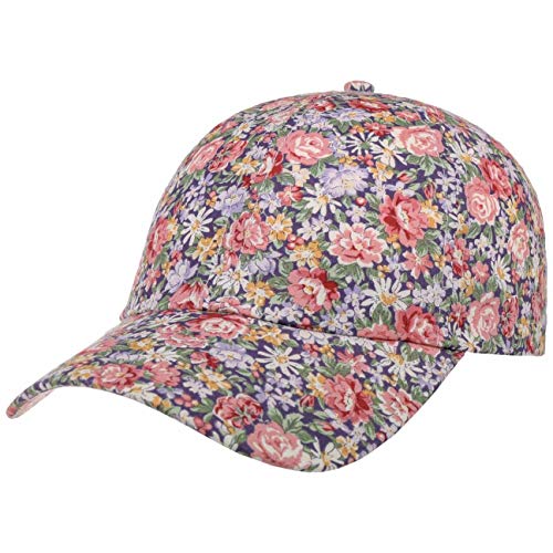 Lipodo Allover Flowers Cap Damen Baumwolle Mütze Blumenprint Klettverschluss Größenverstellbar Baseballcap Frühjahr Sommer dunkelblau-Altrosa One Size von Lipodo