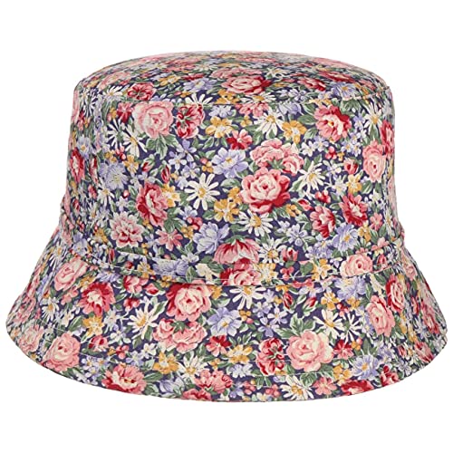 Lipodo Allover Flowers Stoffhut - Bucket Hat mit Schleife - Frühjahr/Sommer Damenhut aus Baumwolle - Schlapphut blau S (55-56 cm) von Lipodo