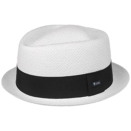 Lipodo Amatillo White Pork Pie Strohhut - Diamond-Hut - Eleganter Sommerhut - Made in Italy - Unisex Frühjahr/Sommer weiß XL (60-61 cm) von Lipodo