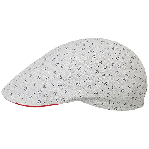 Lipodo Anchors Kinder Flatcap - Kindercap aus 100% Baumwolle - Schirmmütze mit Ankermuster - Schiebermütze Frühjahr/Sommer grau 50 cm von Lipodo