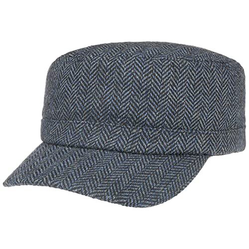 Lipodo Armycap Herringbone Schirmkappe Wolle Military-Look Sportkappe Herren Damen Herbst Winter schwarz-blau One Size von Lipodo