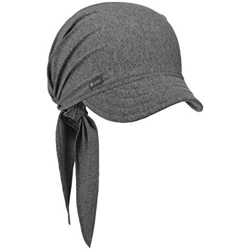 Lipodo Bandana Cap mit Schleifenbindung Damen Sonnencap Handmade in Italy Kopftuch mit Schirm Visor Baumwolle Mütze Damen Frühjahr Sommer grau One Size von Lipodo