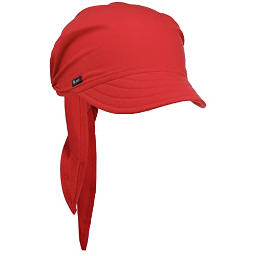 Lipodo Bandana Cap mit Schleifenbindung Damen Sonnencap Handmade in Italy Kopftuch mit Schirm Visor Baumwolle Mütze Damen Frühjahr Sommer rot One Size von Lipodo