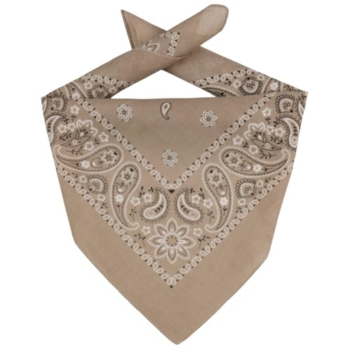 Lipodo Bandana Tuch Damen/Herren/Kinder - Kopftuch aus 100% Baumwolle - Multifunktionstuch in Einheitsgröße (55 x 55 cm) vielfältige Tragemöglichkeiten braun von Lipodo