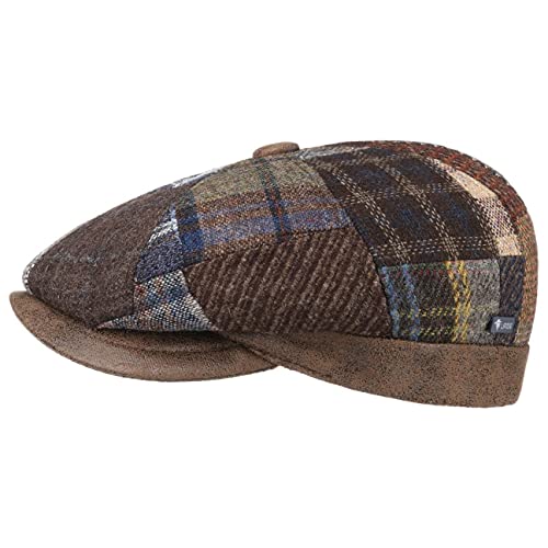 Lipodo City Bic Patchwork Flatcap - Schirmmütze Herren - Schiebermütze mit Wolle - Wollcap mit Schirm aus Leder - Wintercap bunt 59 cm von Lipodo