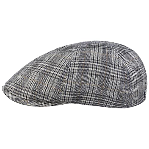 Lipodo Classic Check Flatcap Schirmmütze Schiebermütze Baumwollcap Herren - mit Schirm Frühling-Sommer - M (55-56 cm) dunkelblau von Lipodo