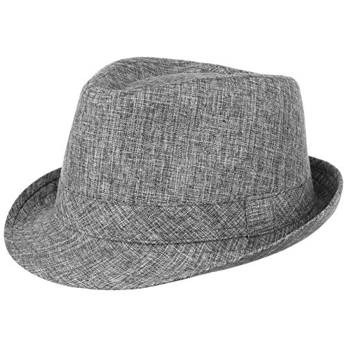 Lipodo Classic Melange Trilby Stoffhut Trilbyhut Fedora Clubhut Musikerhut Damen/Herren - Frühling-Sommer - S (55-56 cm) grau von Lipodo