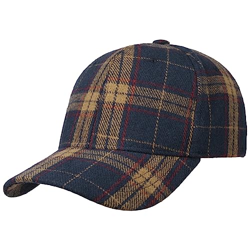 Lipodo Classic New Check Cap - Baseballcap Unisex - Verstellbare Basecap mit Wollmischung - Herren & Damen - Herbst/Winter blau One Size von Lipodo
