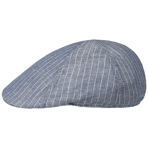 Lipodo Classic Stripes Leinen Flatcap Schirmmütze Schiebermütze Leinencap Baumwollcap Sommercap Herren - mit Schirm, Schirm Frühling-Sommer - L (59-60 cm) Denim von Lipodo