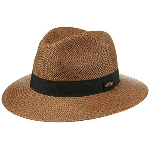 Lipodo Classic Traveller Panamahut Damen/Herren (Kopfhöhe ca. 10,5 cm) - Made in Italy - Travellerhut aus Panamastroh - Strohhut mit Ripsband - Sonnenhut - Frühjahr/Sommer braun XL (60-61 cm) von Lipodo