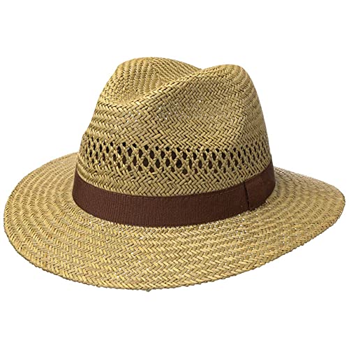 Lipodo Classic Traveller Strohhut für Damen und Herren - Größse XL 60-61 cm - Sonnenhut aus 100% Stroh - Farbe Natur - Sommerhut mit braunem Ripsband - Hut gegen Sonne im Sommer von Lipodo