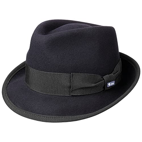 Lipodo Classic Wool Trilby Filzhut Damen Herren Wollhut Made in Italy Hut aus Wollfilz Trilbyhut Fedora Sommer Winter dunkelblau S (54-55 cm) von Lipodo