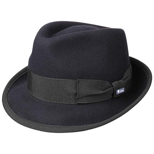 Lipodo Classic Wool Trilby Filzhut Damen Herren Wollhut Made in Italy Hut aus Wollfilz Trilbyhut Fedora Sommer Winter dunkelblau XL (60-61 cm) von Lipodo