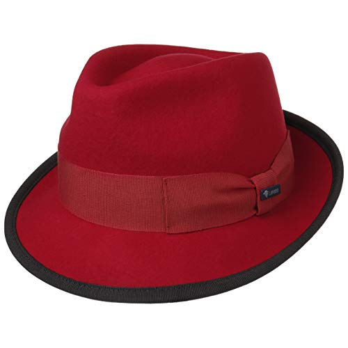 Lipodo Classic Wool Trilby Filzhut Damen Herren Wollhut Made in Italy Hut aus Wollfilz Trilbyhut Fedora Sommer Winter rot M (56-57 cm) von Lipodo