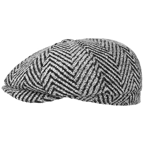 Lipodo Coarse Herringbone Schirmmütze Herren - Mütze mit Wolle - Flatcap mit Futter - Ballonmütze Herbst/Winter - Wintermütze grau L (59-60 cm) von Lipodo