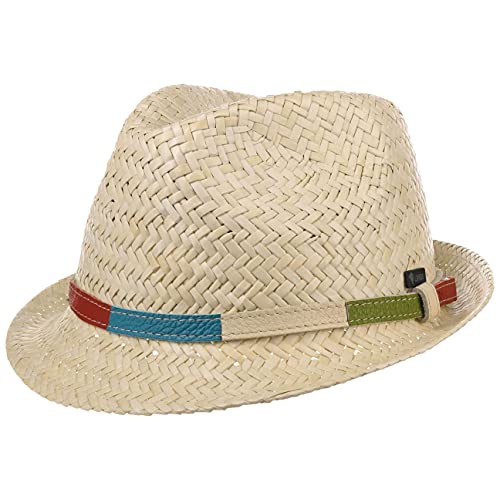 Lipodo Colour Band Kinder Strohhut - Handmade - Made in Italy - Kinderhut aus 100% Stroh für Mädchen & Jungen - Leichter Sommerhut mit Buntem Lederband - Sonnenhut Frühling/Sommer Natur 51 cm von Lipodo