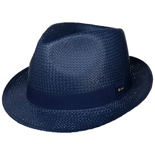 Lipodo Colour City Trilby Strohhut Damen/Herren - Strohtrilby aus 100% Papierstroh - Made in Italy - Sonnenhut in S-XL - Fedora Hut in Blau mit Ripsband - Sommer blau S (54-55 cm) von Lipodo