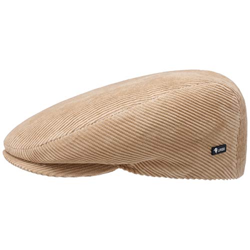 Lipodo Cord Flatcap beige Herren/Damen - Schirmmütze aus Baumwolle - Schiebermütze mit Futter - Cap Größe 51 cm - Cordmütze Sommer/Winter von Lipodo