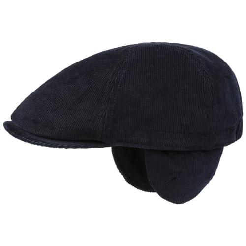 Lipodo Cordilo Flatcap mit Ohrenklappen - Einfarbige Schiebermütze - Herbst/Winter - Schirmmütze für Herren dunkelblau L (59-60 cm) von Lipodo