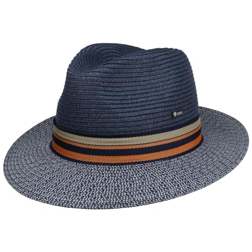 Lipodo Corinaldo Bogart Strohhut - Vielfarbiges Design - Made in Italy - Hut für Herren - Frühjahr/Sommer - Luftiger Sonnenhut dunkelblau XL (60-61 cm) von Lipodo